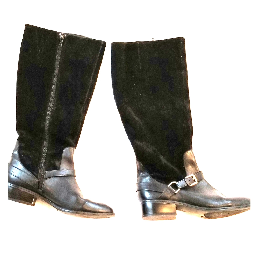 Ralph Lauren Black Suede and Leather Boots